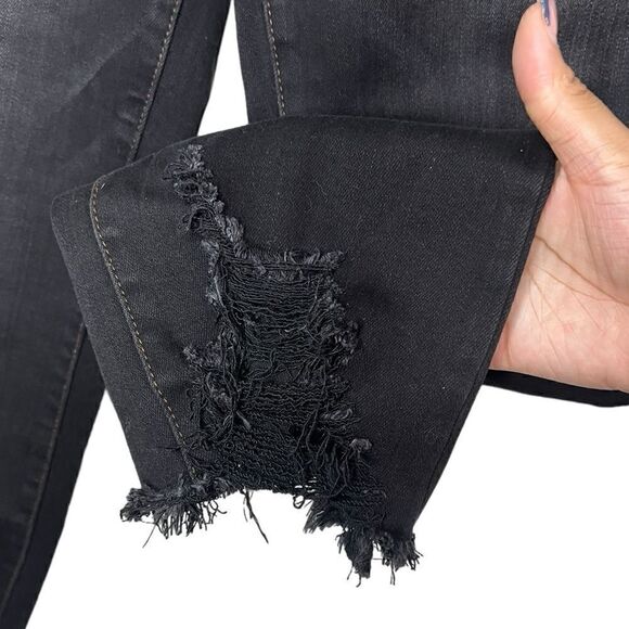 Judy Blue Black Knoxville High Waisted Destroyed Hem Cropped Straight Jeans 31 - Picture 7 of 12